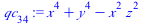 `:=`(qc[34], `+`(`*`(`^`(x, 4)), `*`(`^`(y, 4)), `-`(`*`(`^`(x, 2), `*`(`^`(z, 2))))))