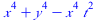 `+`(`*`(`^`(x, 4)), `*`(`^`(y, 4)), `-`(`*`(`^`(x, 4), `*`(`^`(t, 2)))))