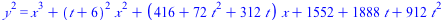 `*`(`^`(y, 2)) = `+`(`*`(`^`(x, 3)), `*`(`^`(`+`(t, 6), 2), `*`(`^`(x, 2))), `*`(`+`(416, `*`(72, `*`(`^`(t, 2))), `*`(312, `*`(t))), `*`(x)), 1552, `*`(1888, `*`(t)), `*`(912, `*`(`^`(t, 2))))