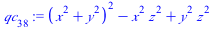 `:=`(qc[38], `+`(`*`(`^`(`+`(`*`(`^`(x, 2)), `*`(`^`(y, 2))), 2)), `-`(`*`(`^`(x, 2), `*`(`^`(z, 2)))), `*`(`^`(y, 2), `*`(`^`(z, 2)))))