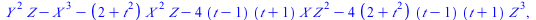 `+`(`*`(`^`(Y, 2), `*`(Z)), `-`(`*`(`^`(X, 3))), `-`(`*`(`+`(2, `*`(`^`(t, 2))), `*`(`^`(X, 2), `*`(Z)))), `-`(`*`(4, `*`(`+`(t, `-`(1)), `*`(`+`(t, 1), `*`(X, `*`(`^`(Z, 2))))))), `-`(`*`(4, `*`(`+`(...