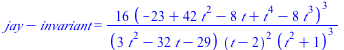 `+`(jay, `-`(invariant)) = `+`(`/`(`*`(16, `*`(`^`(`+`(`-`(23), `*`(42, `*`(`^`(t, 2))), `-`(`*`(8, `*`(t))), `*`(`^`(t, 4)), `-`(`*`(8, `*`(`^`(t, 3))))), 3))), `*`(`+`(`*`(3, `*`(`^`(t, 2))), `-`(`*...