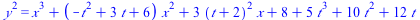 `*`(`^`(y, 2)) = `+`(`*`(`^`(x, 3)), `*`(`+`(`-`(`*`(`^`(t, 2))), `*`(3, `*`(t)), 6), `*`(`^`(x, 2))), `*`(3, `*`(`^`(`+`(t, 2), 2), `*`(x))), 8, `*`(5, `*`(`^`(t, 3))), `*`(10, `*`(`^`(t, 2))), `*`(1...
