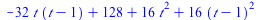 `+`(`-`(`*`(32, `*`(t, `*`(`+`(t, `-`(1)))))), 128, `*`(16, `*`(`^`(t, 2))), `*`(16, `*`(`^`(`+`(t, `-`(1)), 2))))