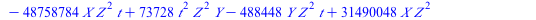 `+`(`*`(`^`(Y, 2), `*`(Z)), `*`(`+`(`*`(24, `*`(t)), `-`(128)), `*`(X, `*`(Y, `*`(Z)))), `*`(`+`(`*`(414720, `*`(t)), `-`(497664)), `*`(Y, `*`(`^`(Z, 2)))), `-`(`*`(`^`(X, 3))), `-`(`*`(`+`(`-`(`*`(30...