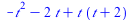`+`(`-`(`*`(`^`(t, 2))), `-`(`*`(2, `*`(t))), `*`(t, `*`(`+`(t, 2))))