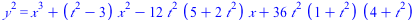 `*`(`^`(y, 2)) = `+`(`*`(`^`(x, 3)), `*`(`+`(`*`(`^`(t, 2)), `-`(3)), `*`(`^`(x, 2))), `-`(`*`(12, `*`(`^`(t, 2), `*`(`+`(5, `*`(2, `*`(`^`(t, 2)))), `*`(x))))), `*`(36, `*`(`^`(t, 2), `*`(`+`(1, `*`(...