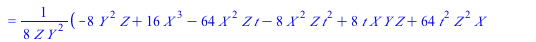 `+`(`*`(`^`(Y, 2), `*`(Z)), `-`(`*`(`^`(X, 3))), `-`(`*`(t, `*`(X, `*`(Y, `*`(Z))))), `-`(`*`(t, `*`(`+`(t, 8), `*`(`^`(Z, 3))))), `/`(`*`(t, `*`(`+`(t, 8), `*`(`^`(X, 2), `*`(Z)))), `*`(4)), `*`(4, `...