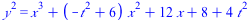 `*`(`^`(y, 2)) = `+`(`*`(`^`(x, 3)), `*`(`+`(`-`(`*`(`^`(t, 2))), 6), `*`(`^`(x, 2))), `*`(12, `*`(x)), 8, `*`(4, `*`(`^`(t, 2))))