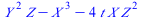 `+`(`*`(`^`(Y, 2), `*`(Z)), `-`(`*`(`^`(X, 3))), `-`(`*`(4, `*`(t, `*`(X, `*`(`^`(Z, 2)))))))