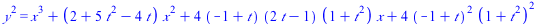 `*`(`^`(y, 2)) = `+`(`*`(`^`(x, 3)), `*`(`+`(2, `*`(5, `*`(`^`(t, 2))), `-`(`*`(4, `*`(t)))), `*`(`^`(x, 2))), `*`(4, `*`(`+`(`-`(1), t), `*`(`+`(`*`(2, `*`(t)), `-`(1)), `*`(`+`(1, `*`(`^`(t, 2))), `...