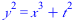 `*`(`^`(y, 2)) = `+`(`*`(`^`(x, 3)), `*`(`^`(t, 2)))
