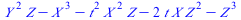 `+`(`*`(`^`(Y, 2), `*`(Z)), `-`(`*`(`^`(X, 3))), `-`(`*`(`^`(t, 2), `*`(`^`(X, 2), `*`(Z)))), `-`(`*`(2, `*`(t, `*`(X, `*`(`^`(Z, 2)))))), `-`(`*`(`^`(Z, 3))))