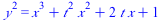 `*`(`^`(y, 2)) = `+`(`*`(`^`(x, 3)), `*`(`^`(t, 2), `*`(`^`(x, 2))), `*`(2, `*`(t, `*`(x))), 1)