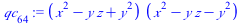 `:=`(qc[64], `*`(`+`(`*`(`^`(x, 2)), `-`(`*`(y, `*`(z))), `*`(`^`(y, 2))), `*`(`+`(`*`(`^`(x, 2)), `-`(`*`(y, `*`(z))), `-`(`*`(`^`(y, 2)))))))