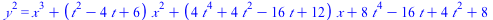 `*`(`^`(y, 2)) = `+`(`*`(`^`(x, 3)), `*`(`+`(`*`(`^`(t, 2)), `-`(`*`(4, `*`(t))), 6), `*`(`^`(x, 2))), `*`(`+`(`*`(4, `*`(`^`(t, 4))), `*`(4, `*`(`^`(t, 2))), `-`(`*`(16, `*`(t))), 12), `*`(x)), `*`(8...